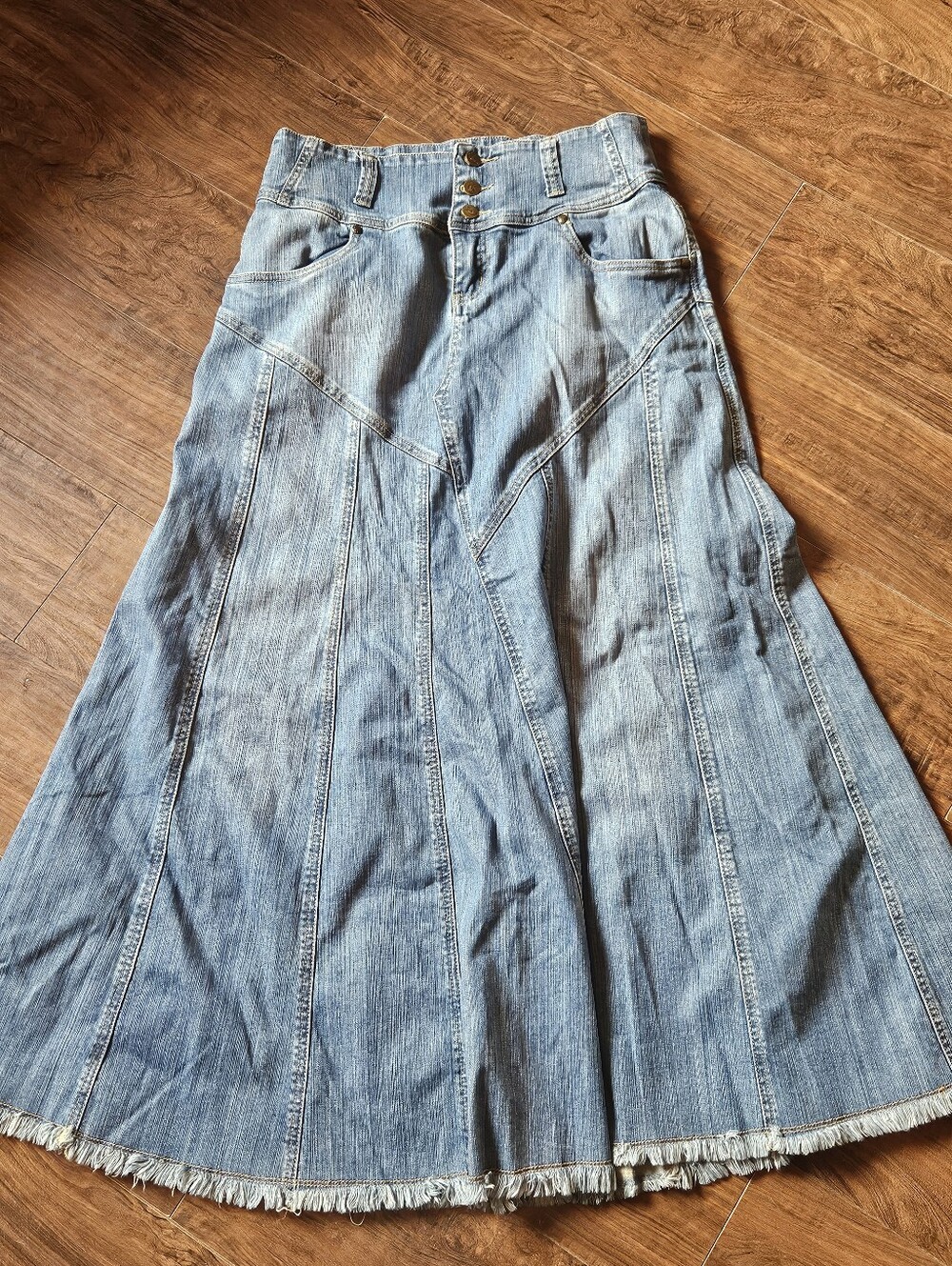 Womens Style J LONG DENIM FIT FLARE MAXI SKIRT SZ 12. XL Modest  #F